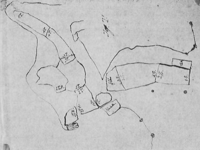 Sketched_plan_view_on_the_plaster_blocks_assemblage_containing_Mantellisaurus_aterfieldensis,_Bernissart_specimen_'T'_(RBINS_R57)._Drawed_by_Louis_F._De_Pauw,_1882.jpg