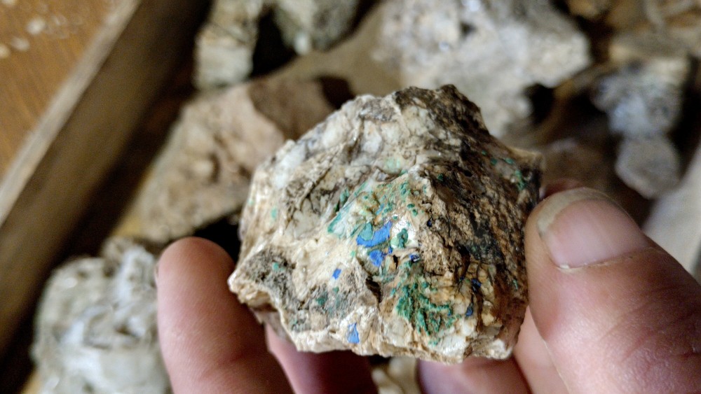 Malachite azurite sur gangue de baryte