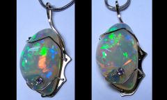 AAB01kes1 Bijoux et Opales : Pendentif en or, opale éthiopienne et diamant
