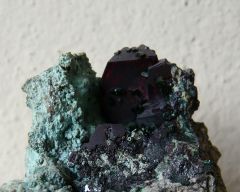 Cuprite, Chrysocolle et Libéthenite, Mine Mashamba, District Kolwesi, Katanga Copper Crescent, Katanga, RDC.